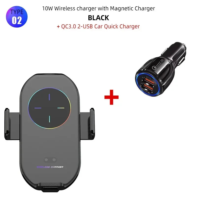 15W Car Wireless Charger Fast Wireless Charging Auto Bracket for iPhone 16 15 14 Pro Max Xs XR Samsung S24 S23 XiaoMi Huawei